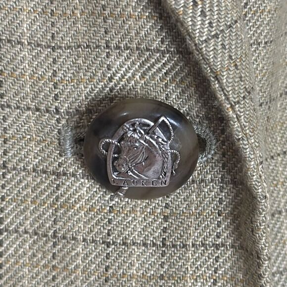 Vtg Lauren Ralph Lauren linen houndstooth Glen Plaid Blazer size 10 equestrian - Picture 4 of 13